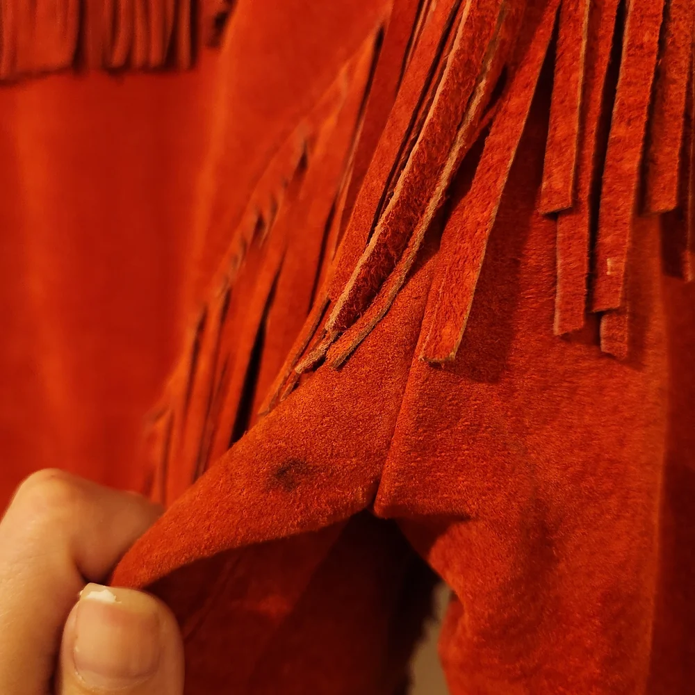 Echo Mountain by Arturo Suede Fringe Jacket - Rust - Made In Mexico - Vintage - Picture 9 of 12